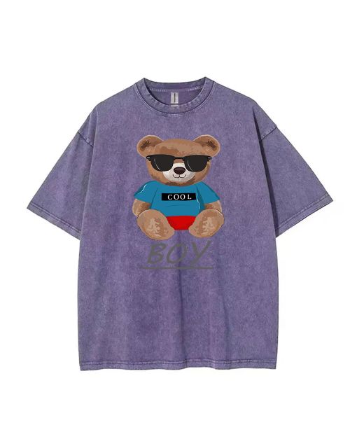 Teddy Cool Mineral Wash T-Shirt - Unisex Teens Beach & Casual Wear | Classic & Cool T-Shirts for Summer & Holidays | Gift-Worthy Shirt