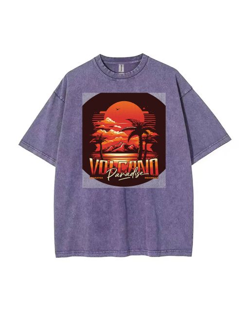 "Volcano Paradise Teen T-Shirt - Summer Casual Wear for School & Weekends | Birthday & Holiday Gift | Men's Flannel & Oversized Style"