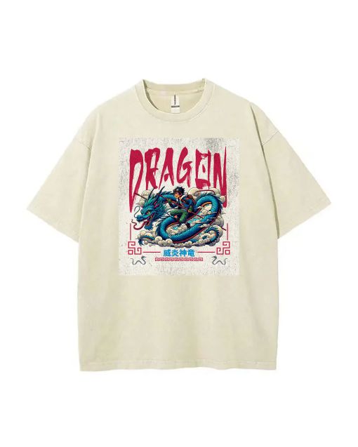 90s Blue Fire Dragon Legendary Unisex Teen T-Shirt - School & Weekend Casual Wear | Birthday & Holiday Gift | Men's Oversized Flannel Style