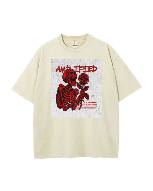 Amplified Skeleton Unisex Teen T-Shirt - Summer Casual Wear for School & Weekends | Birthday & Holiday Gift - Men's Flannel & Oversized Style