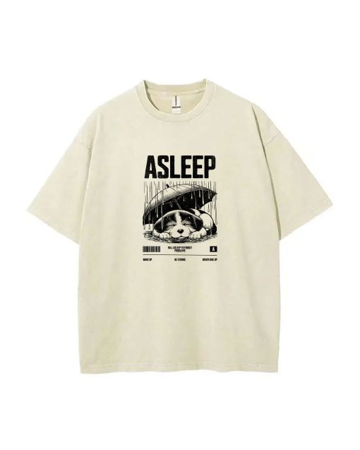 Asleep Mineral Wash T-Shirt - Classic Unisex Beach Shirt for Casual Wear, School, and Summer - Cool T-Shirts for Teens - Perfect Gift for Holidays!