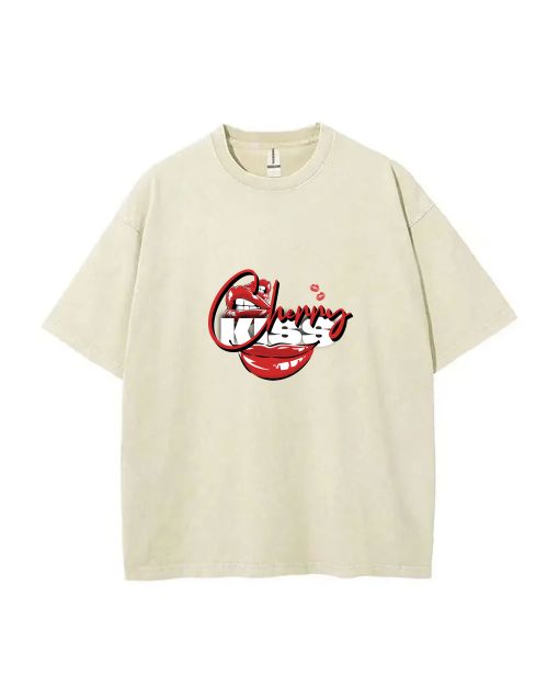 Cherry Kiss 1 Mineral Wash T-Shirt - Unisex Beach Shirt for Teens - Cool & Classic T-Shirt for Casual Wear, School, and Summer Holidays