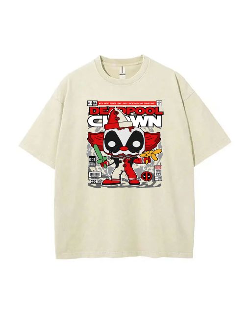 Deadpool Clown Mineral Wash T-Shirt: Cool Beach or Casual Wear for Unisex Teens - Perfect Gift for Summer Holidays! Classic Tee.