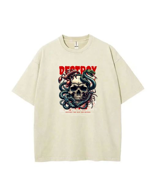 Destroy Mineral Wash T-Shirt - Unisex Teens' Cool Beach Shirt for Casual Wear & Summer Holidays - Classic Tee for School & Gift-Giving!