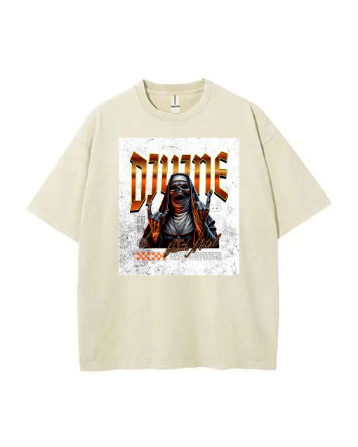 Divine Death Metal Mineral Wash T-Shirt | Unisex Teens Beach Shirt | Cool & Classic Tee for Casual Wear, School, Gifts | Summer & Holiday Vibes