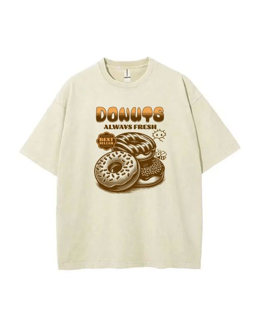 Delicious Donuts Mineral Wash T-Shirt for Unisex Teens | Cool Beach Shirt for Casual Wear, School, and Holidays | Classic T-Shirt Design