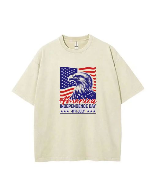 Eagle America Independence Day Mineral Wash T-Shirt: Unisex Beach Shirt for Summer Celebrations - Cool and Classic T-Shirt Gift!