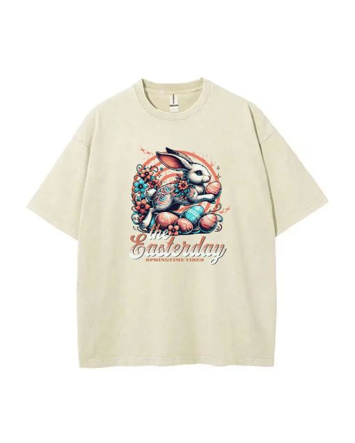 Easter Mineral Wash T-Shirt: Cool, Classic Beach Shirt for Unisex Teens - Perfect for Casual Wear, School, Summer, and Holidays!