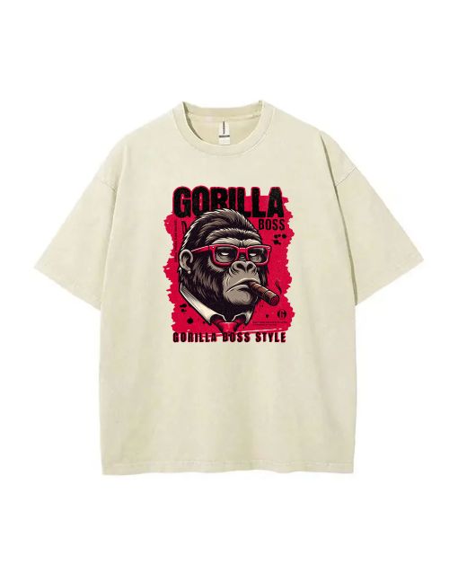 Gorilla Boss Style Unisex Teen T-Shirt - Perfect for School & Weekends | Birthday & Holiday Gift | Men's Oversized Flannel Look - Summer Casual Wear