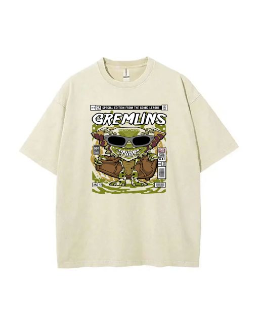 Get Spooky with Gremlins: Mineral Wash T-Shirt for Unisex Teens - Perfect for Casual Wear, School, and Summer Fun; Great Gift for Holidays!