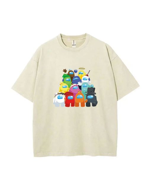 Retro Cartoon Mineral Wash T-Shirt | Unisex Teens Beach Shirt | Cool Classic Tee for Casual Wear, School, Gifts | Summer & Holiday T-Shirts