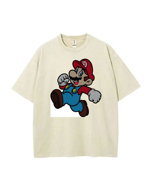 Retro Mario 62 Mineral Wash T-Shirt - Unisex Beach & Casual Wear | Cool Classic T-Shirt Gift for Teens | Summer & Holiday Collection