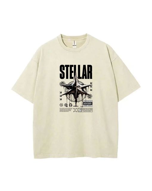 Stellar Stars Teen T-Shirt - Summer Casual School & Weekend Wear | Gift for Birthdays & Holidays | Men's Oversized Flannel Style