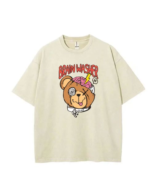 Teddy Bear-86 Mineral Wash T-Shirt: Unisex Beach & Summer Shirt, Cool & Classic Casual Tee for Teens - Perfect for School & Gifting!