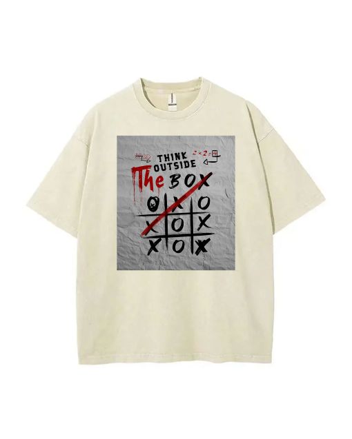 Think Outside The Box Mineral Wash T-Shirt | Unisex Beach & Cool Tee for Teens | Classic Summer & School Wear | Perfect Gift for Holidays