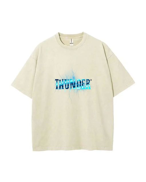 Thunderbolt Mineral Wash T-Shirt: Unisex Teens Beach Shirt, Cool Classic T-Shirt for Casual Wear, School, Summer, Holidays - Affordable!