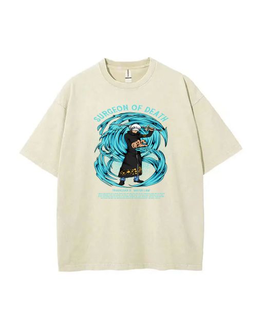 Trafalgar Law Mineral Wash T-Shirt - Trendy Beach Shirt for Teens, Perfect for Casual Wear and Gift-Giving - Cool and Classic Style