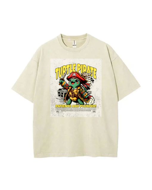 Turtle Pirate Sea Buccaneer Caribbean Teen T-Shirt - Summer Casual Wear for School & Weekends | Birthday & Holiday Gift | Men's Flannel & Oversized