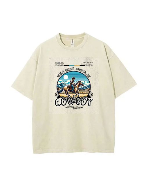 "Wild West American Cowboy Teen T-Shirt - Summer School & Weekend Casual Wear | Men's Flannel & Oversized Style | Birthday & Holiday Gift"