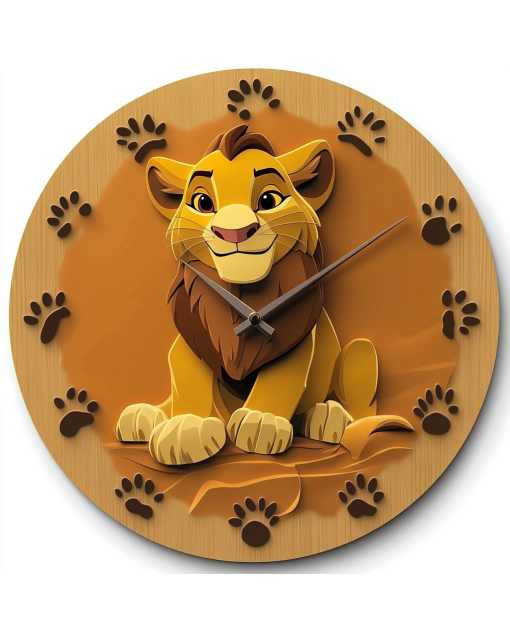 Simba Lion Custom Wall Clock: Stylish Home Decor for Lion Lovers & Functional Timekeeping as Accent or Gift - Digital, Alarm & More!