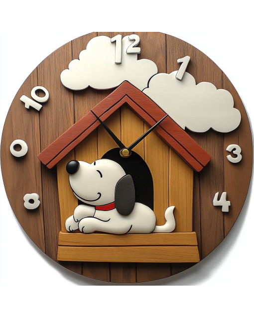 Custom Snoopy, Wooden Wall Clock for Home Decor in Living Room, Kitchen and Kid Decorations Gifts