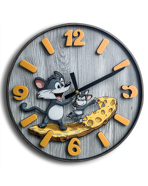 Custom Tom and jerry, Wooden Wall Clock for Home Decor in Living Room, Kitchen Kid Decorations Gifts