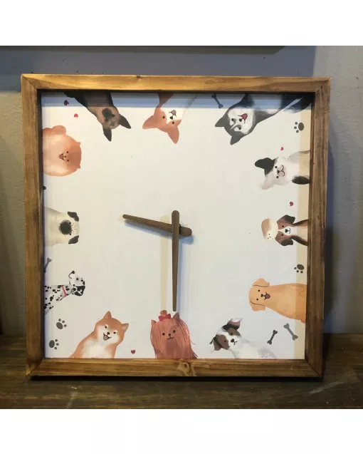 Modern Square Wall Clock for Stylish Home Decor: Cute Dogs and Cats with a Touch of Vintage Charm for Living Room, Kitchen, and Office (Large Size)