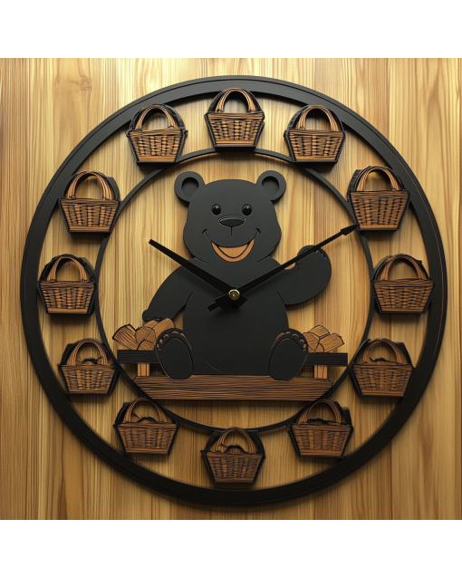 Custom Yogi bear, Wooden Wall Clock for Home Decor in Living Room, Kitchen and Kid Decorations Gifts