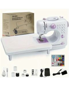 Portable Electric Sewing Machine - 12 Stitches, Automatic Winding, Extension Table & Kit | Beginner Friendly Home Crafting