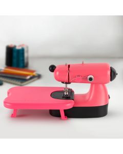 Mini Pink Sewing Machine for Beginners - Electric with Extension Table & LED Light | Lightweight Compact for Girls