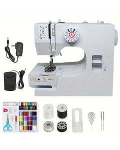 Electric Sewing Machine with 12 Built-in Stitches – Mini Portable with Foot Pedal & 42-Piece Sewing Kit | Beginner Friendly