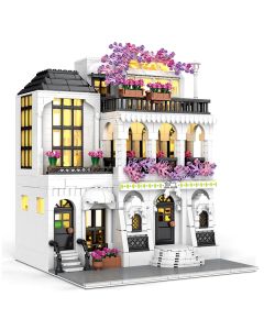 European Garden Hotel Building Set - Villa with Flower Street | Architecture Model Blocks for Home Decor and Adult Collectors