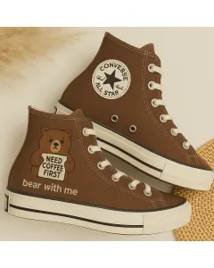 Adorable Bear Print Sneakers for Kids and Animal Lovers – Comfortable Shoes for Casual Walks, Birthday Parties Perfect Gift for Little Ones - Custom Embroidered - Main View