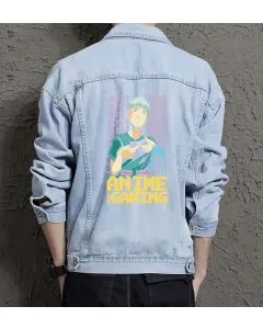 Anime Gaming Hoodie for Men – Gift for Otakus – Christmas Present - Light Blue - Main View