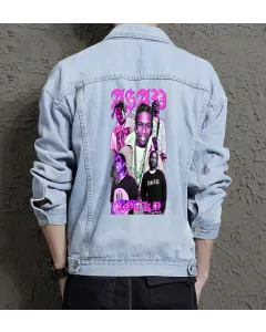 Asap Jean Jacket for Men – Gift for Streetwear Fans – Birthday Present - Light Blue - Main View