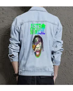Astro Jean Jacket for Men – Gift for Streetwear Fans – Holiday Gift - Light Blue - Main View