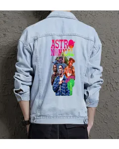 Astro Jean Jacket for Men – Gift for Streetwear Fans – Birthday Present - Light Blue - Main View