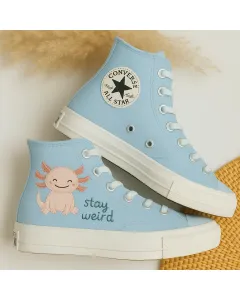 Axolotl Embroidered Sneakers for Animal Lovers, Trendsetters, and Casual Wearers – Unique Design for Everyday Style, Casual Outings - Custom Embroidered - Main View