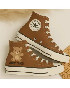 Bear Design Sneakers for Women and Animal Lovers – Unique Style for Casual Walks, Pet Adoption Events Perfect Gift for Shoe Enthusiasts - Custom Embroidered - Main View