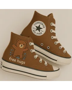 Bear Illustration Sneakers for Women and Animal Lovers – Unique Style for Casual Outings, Nature Walks Perfect Gift for Nature Enthusiasts - Custom Embroidered - Main View