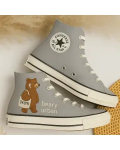 Bear Print Sneakers for Women – Unique Style Statement for Casual Outings, Parties – Perfect Gift for Fashionistas - Custom Embroidered - Main View
