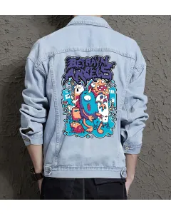 Betrayal Engles Jean Jacket for Men – Gift for Streetwear Fans – Birthday Present - Light Blue - Main View