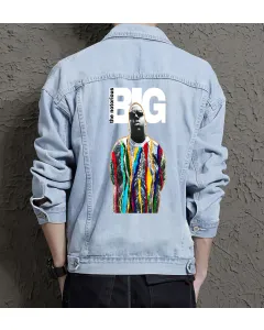 Big Jean Jacket for Men – Gift for Streetwear Fans – Birthday Present - Light Blue - Main View