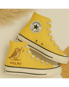 Bird Embroidered Sneakers for Women and Nature Enthusiasts – Stylish Footwear for Casual Outings, Nature Walks Perfect Gift for Birdwatchers - Custom Embroidered - Main View