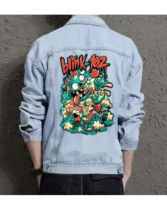 Blink Jean Jacket for Men – Gift for Streetwear Fans – Birthday Present - Light Blue - Main View