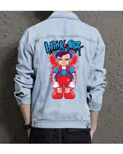 Blink Jean Jacket for Men – Gift for Streetwear Fans – Birthday Present - Light Blue - Main View