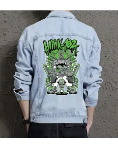 Blink182 Green Jean Jacket for Men – Gift for Music Fans – Birthday Present - Light Blue - Main View
