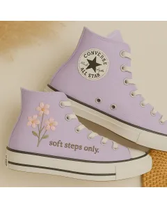 Blush Floral Sneakers for Women Pet Lovers, Garden Enthusiasts, Nature Lovers – Comfortable and for Casual Walks, Garden Parties for Flower Lovers - Custom Embroidered - Main View