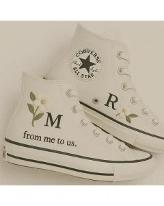 Bridal Floral Sneakers for Women – Comfort for Weddings, Parties – Perfect Gift for Brides - Custom Embroidered - Main View