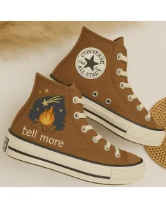 Campfire Embroidered Sneakers for Outdoor Enthusiasts – Unique Design for Camping Adventures - Custom Embroidered - Main View